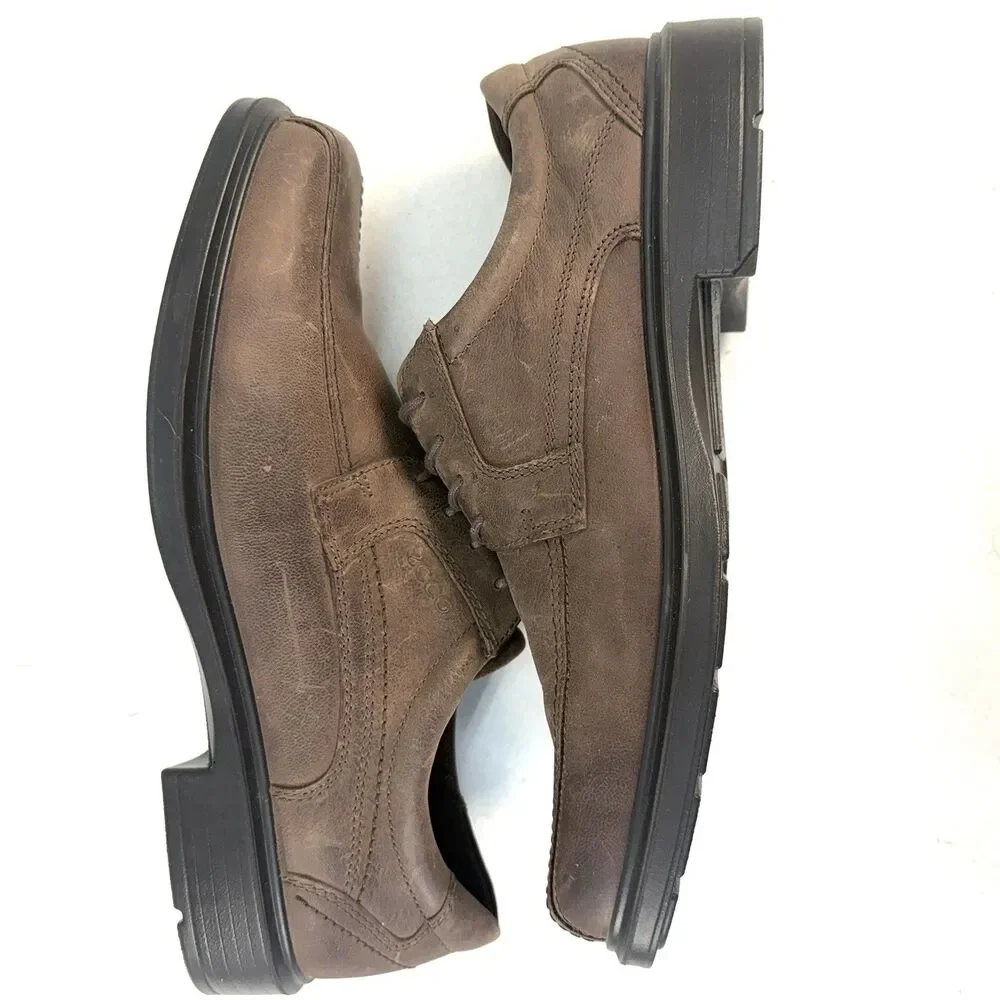 Ecco Helsinki Leather Oxfords Brown Lace-Up Dress Shoes Size 12